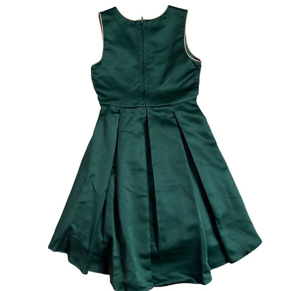 Rare Editions Big Girls Satin Bow Sleeveless Social Dress (Green) - Size 8 - Picture 4 of 4